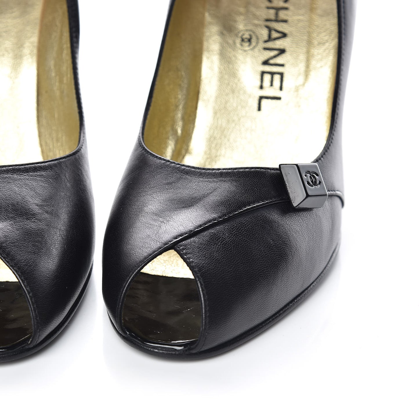 Lambskin CC Peep Toe Pumps 39 Black