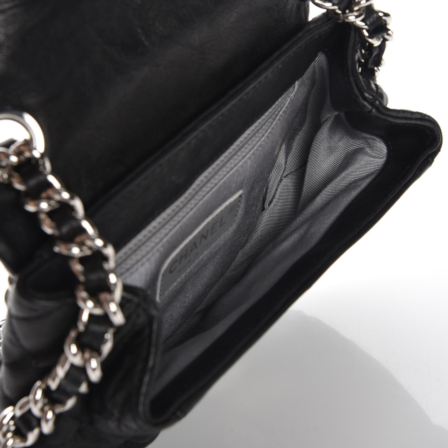 Chanel Washed Lambskin Quilted Mini Chain Around Flap Black 5 of 8