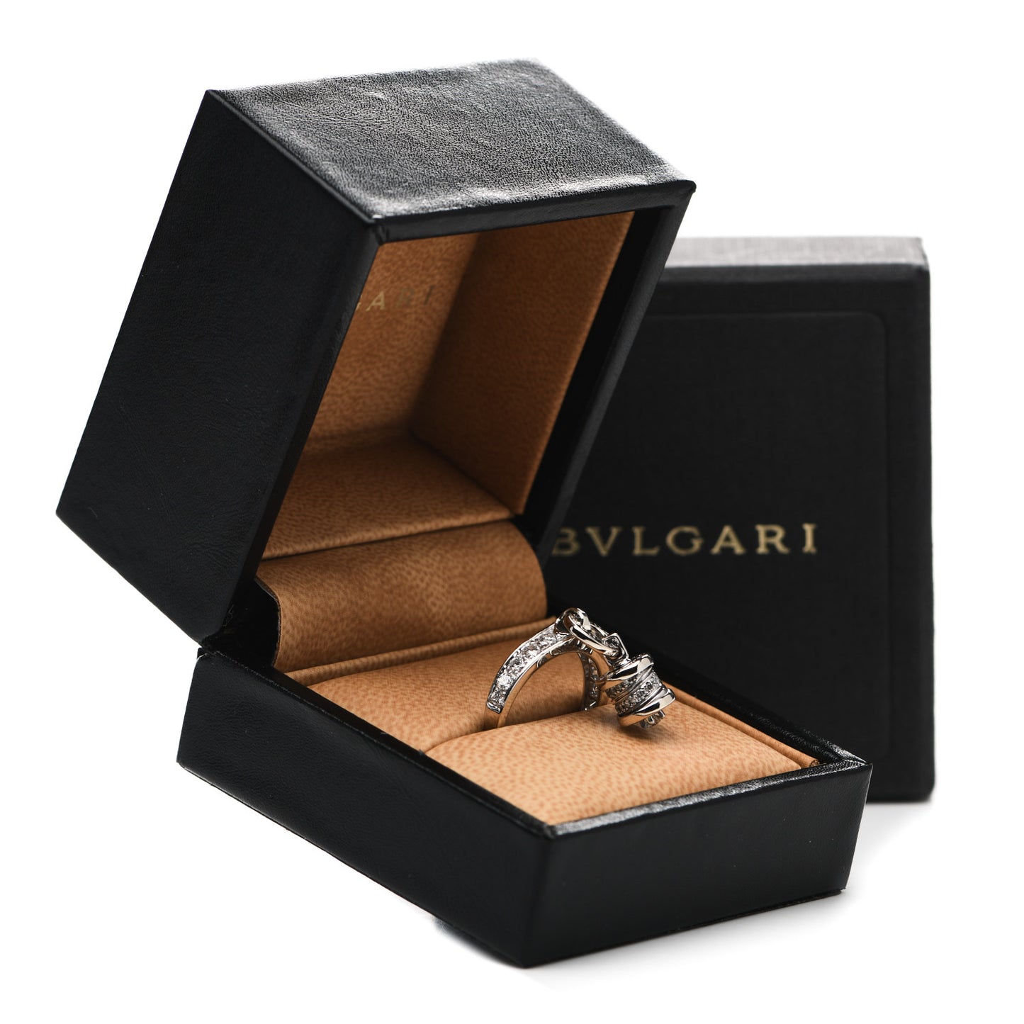 18K White Gold Diamond B.Zero1 Charm Pave Ring 53 6.25
