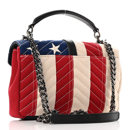 Saint Laurent Canvas Matelasse Chevron American Flag Monogram Medium College Bag Red Blue 3 of 11