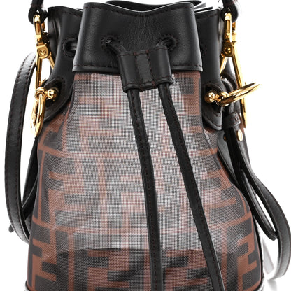 Fendi Mesh Vitello Grace F is Fendi FF 1974 Mini Mon Tresor Bucket Bag Marrone Black Ebano 8 of 13