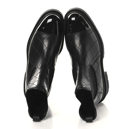 Chanel Calfskin Patent Cap Toe Quilted Short Boots 39 Black 2 of 9
