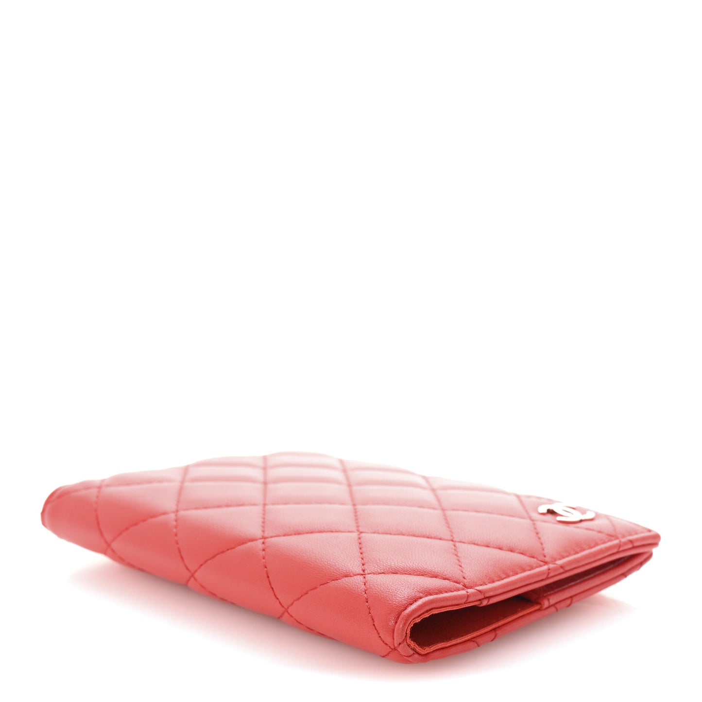 Lambskin Quilted Passport Holder Red
