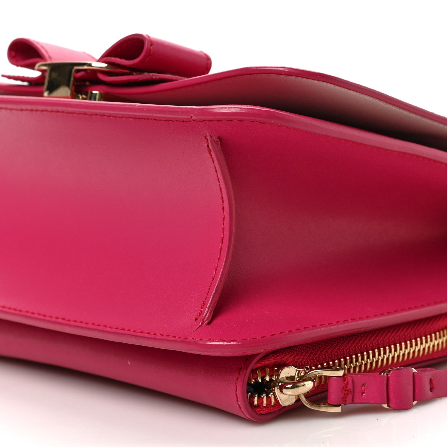 Salvatore Ferragamo Smooth Calfskin Vara Bow Chain Flap Crossbody Pink 8 of 8