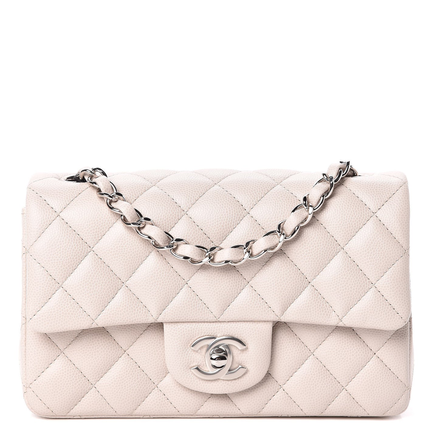 Caviar Quilted Mini Rectangular Flap White