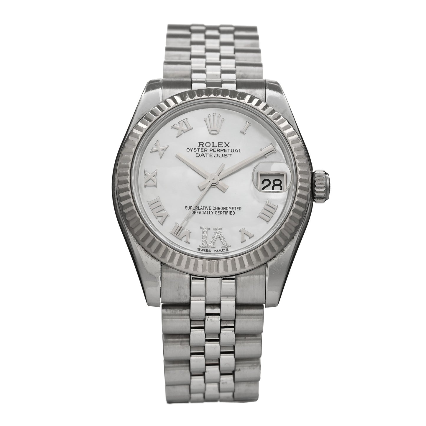 Stainless Steel 18K White Gold Diamond Mother of Pearl 31mm Oyster Perpetual Datejust Watch Roman 178274