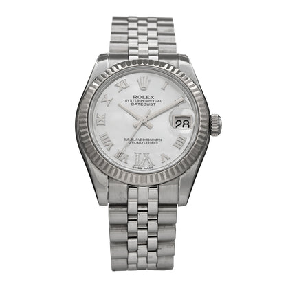 Rolex Stainless Steel 18K White Gold Diamond Mother of Pearl 31mm Oyster Perpetual Datejust Watch Roman 178274 1 of 5