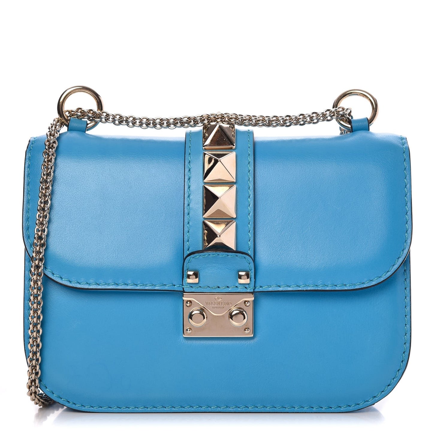 Vitello Small Glam Lock Rockstud Flap Parrot
