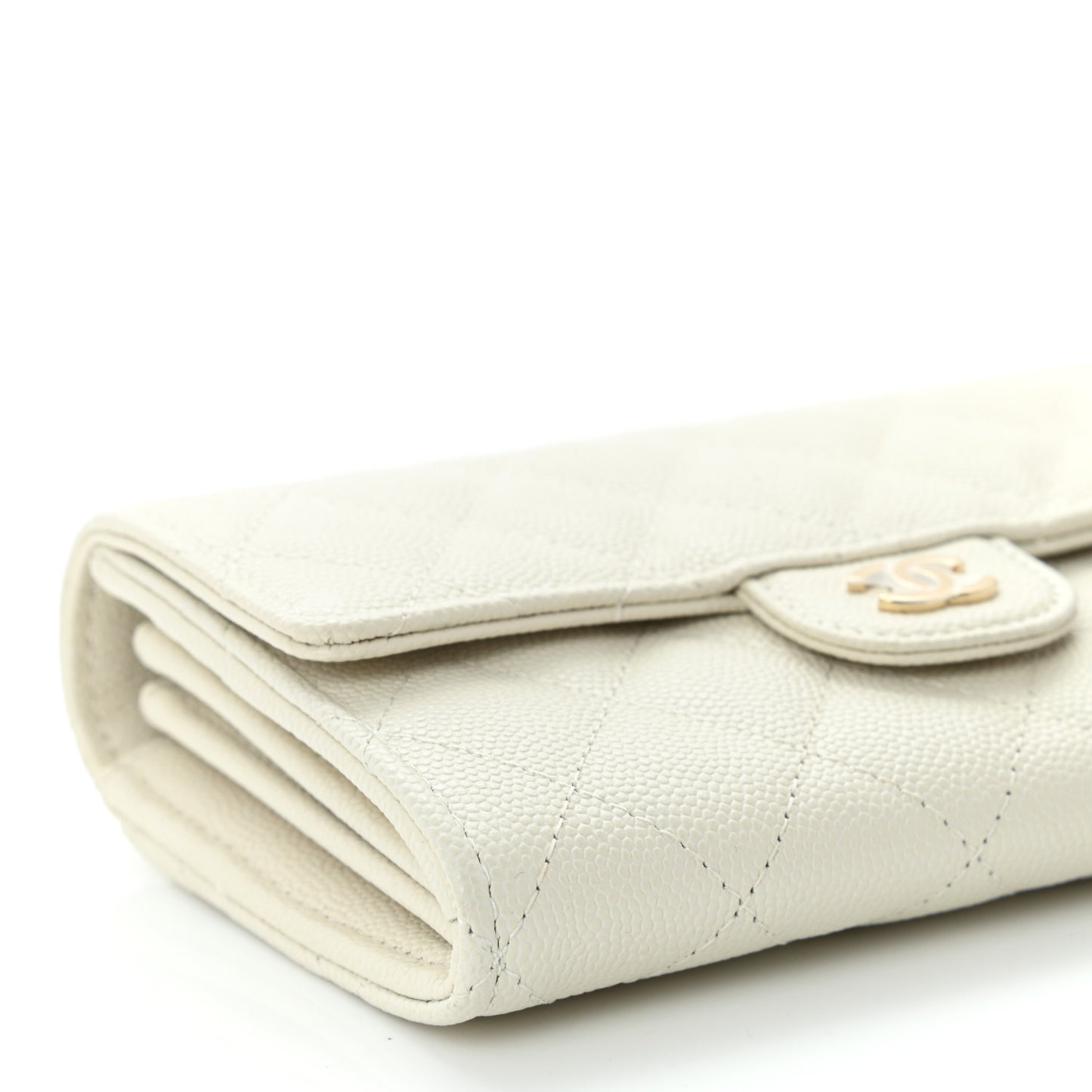 Caviar Quilted Medium Flap Wallet White