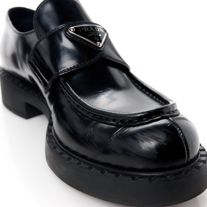 Prada Spazzolato Metal Triangle Logo 50mm Loafers 40.5 Black 9 of 11