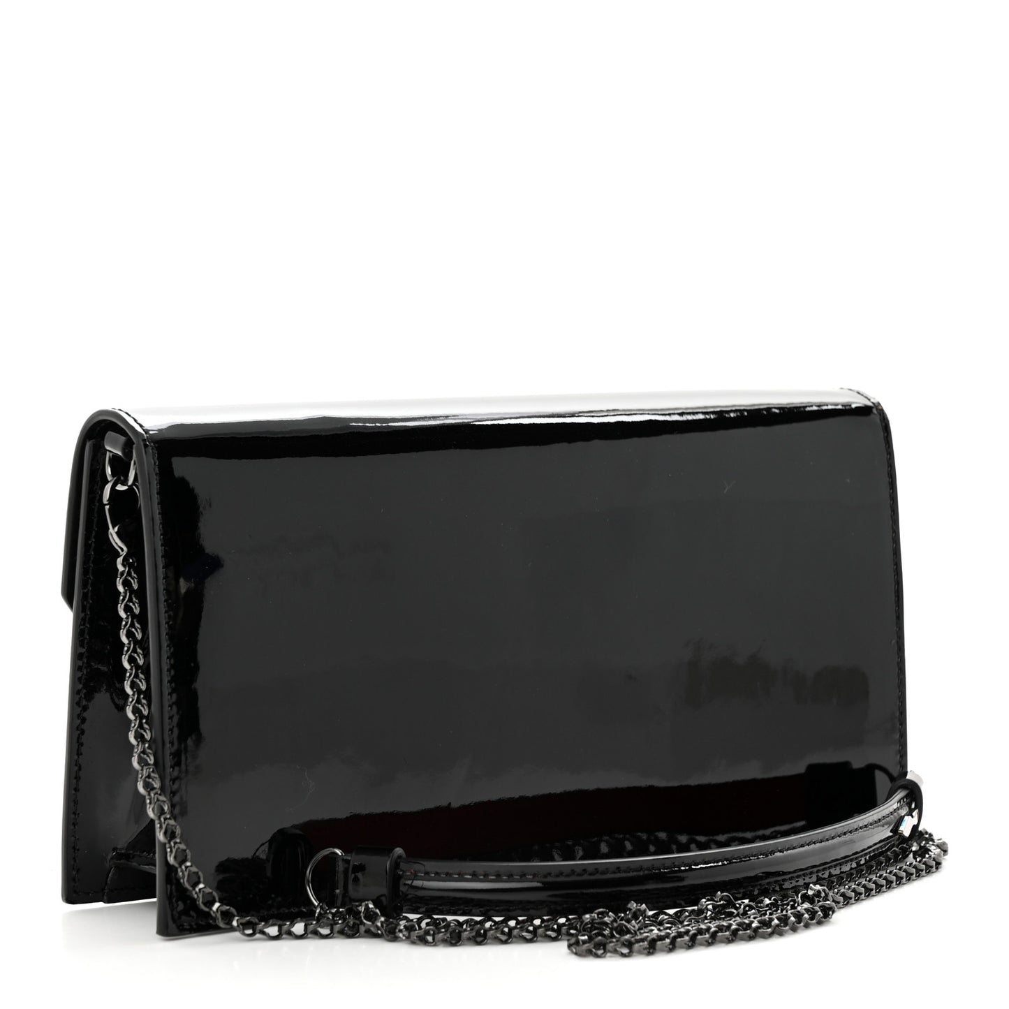 Patent Calfskin Loubi54 Crossbody Clutch Black
