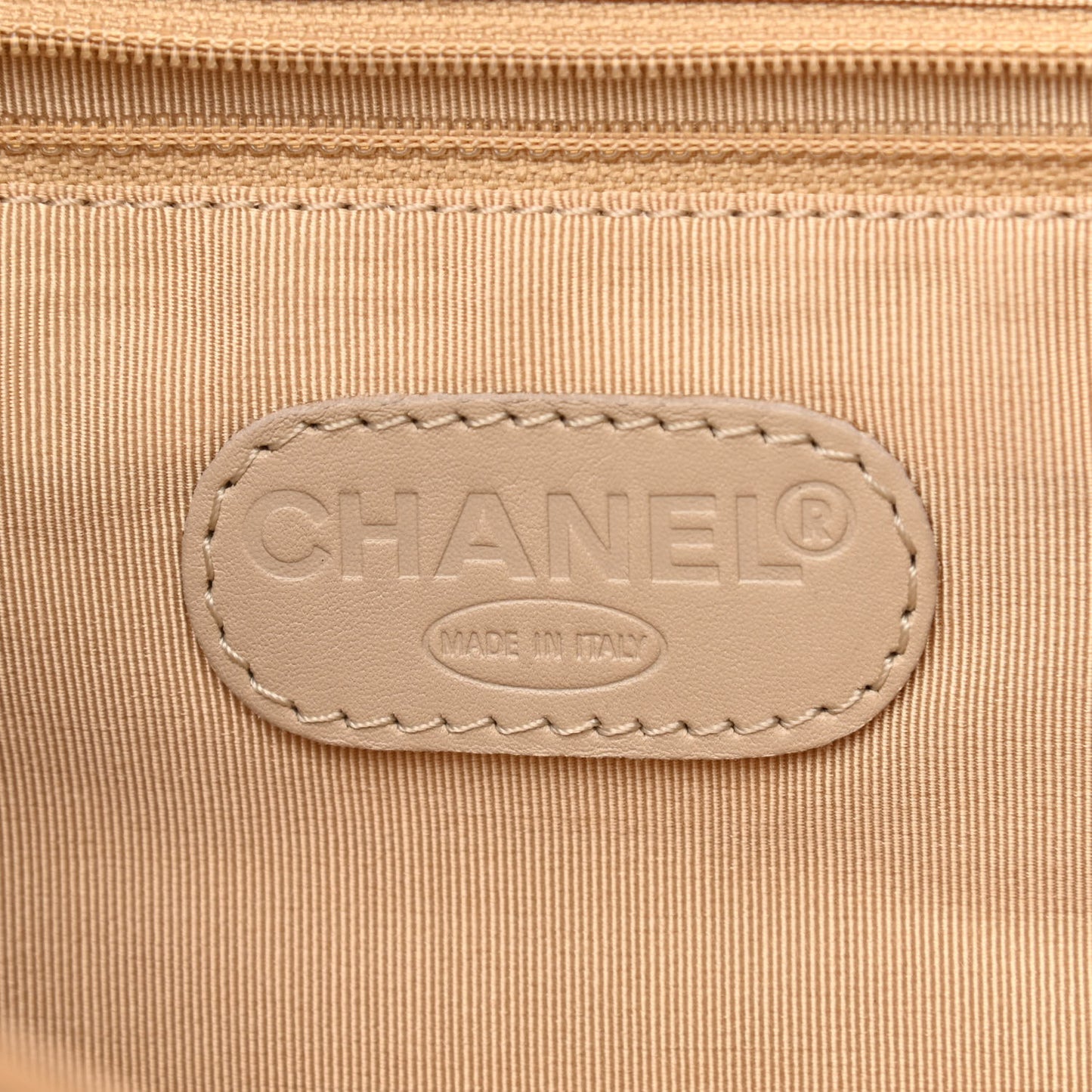Lambskin CC Drawstring Backpack Beige