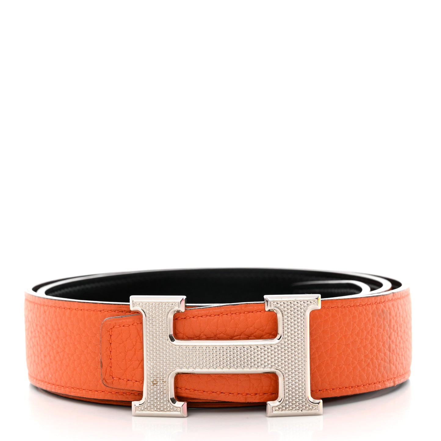 Box Togo Reversible 32mm Guilloche H Belt 80 32 Black Orange