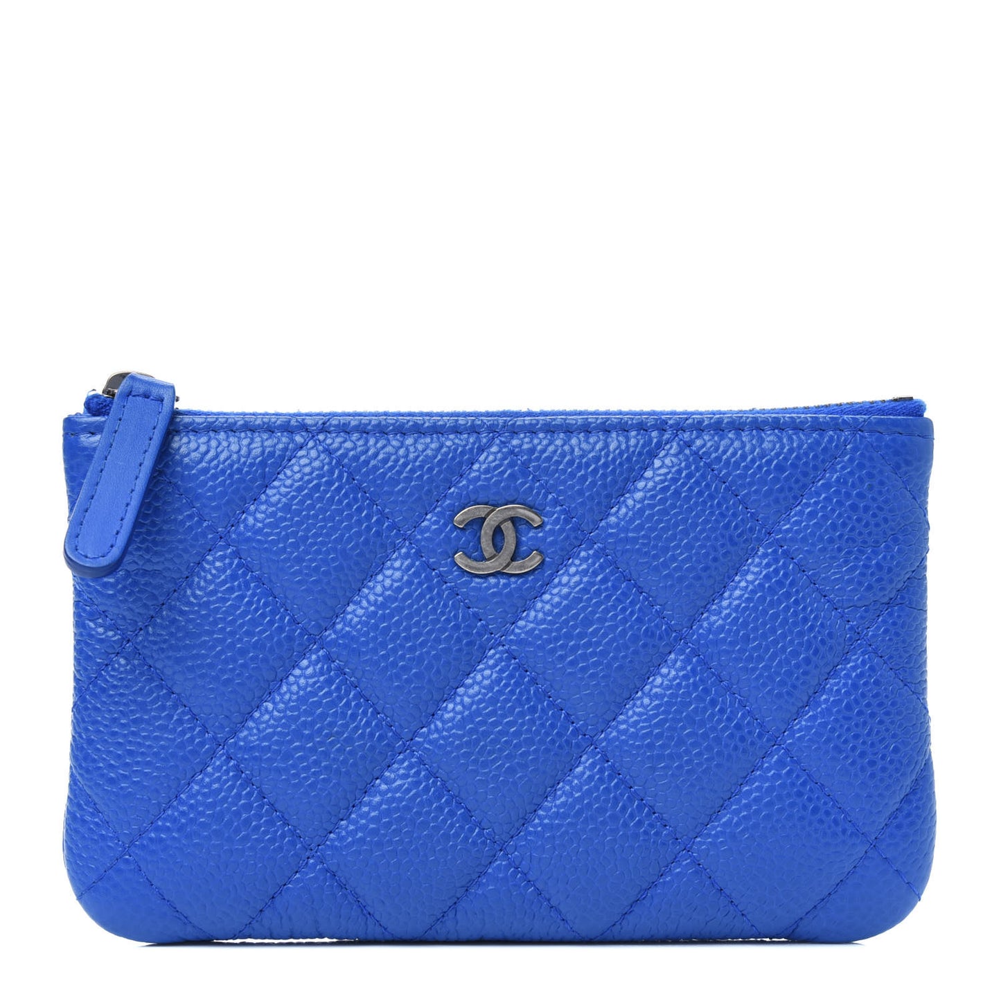 Caviar Quilted Small Cosmetic Case Blue