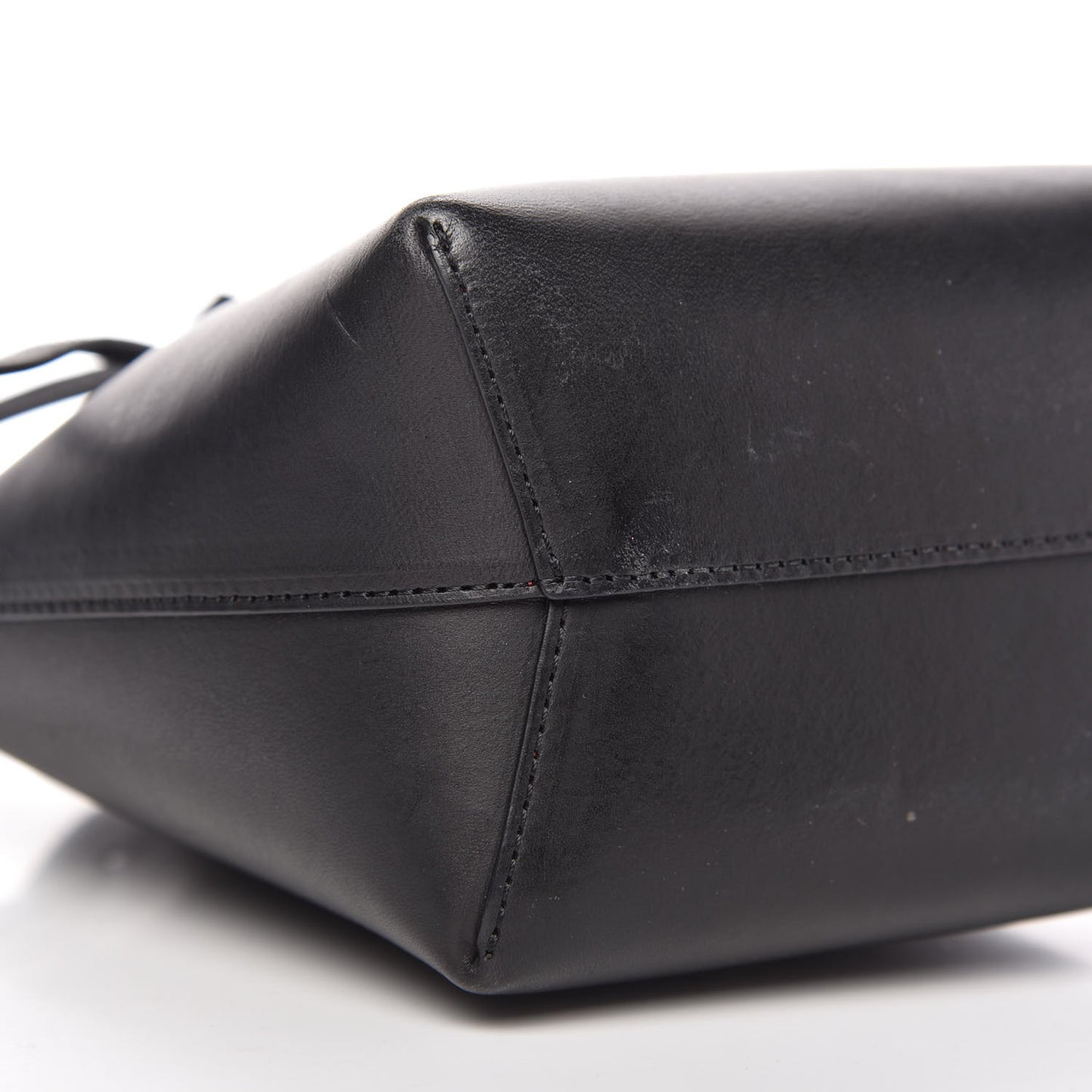 Vegetable Tanned Calfskin Mini Mini Bucket Bag Black Flamma
