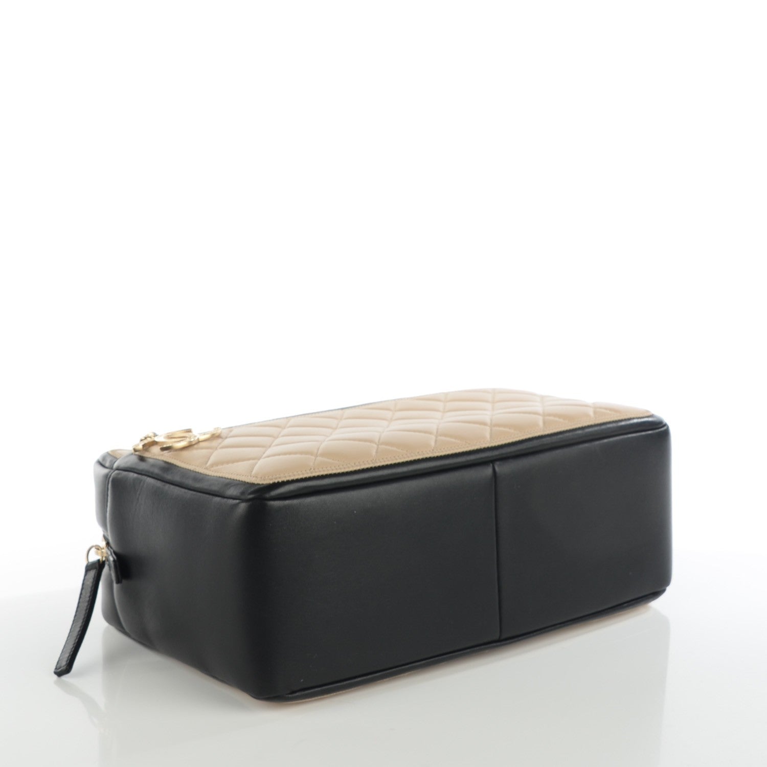 Chanel Lambskin Quilted Graphic Camera Case Beige Black 4 of 8
