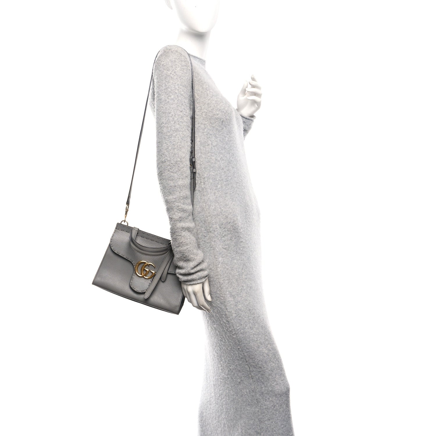 Gucci Cellarius Calfskin Mini GG Marmont Top Handle Bag Deep Grey 2 of 11
