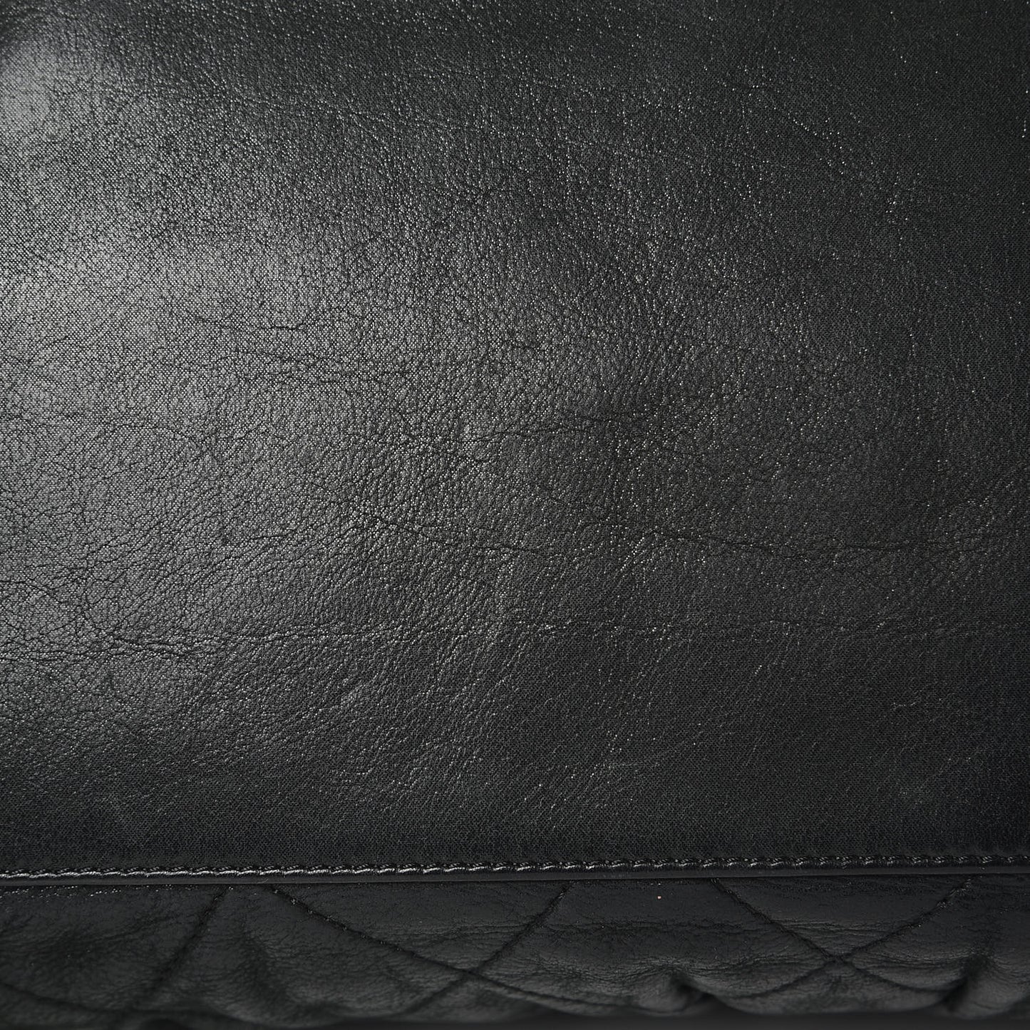 Iridescent Calfskin Chic Quilt Bowling Bag Black