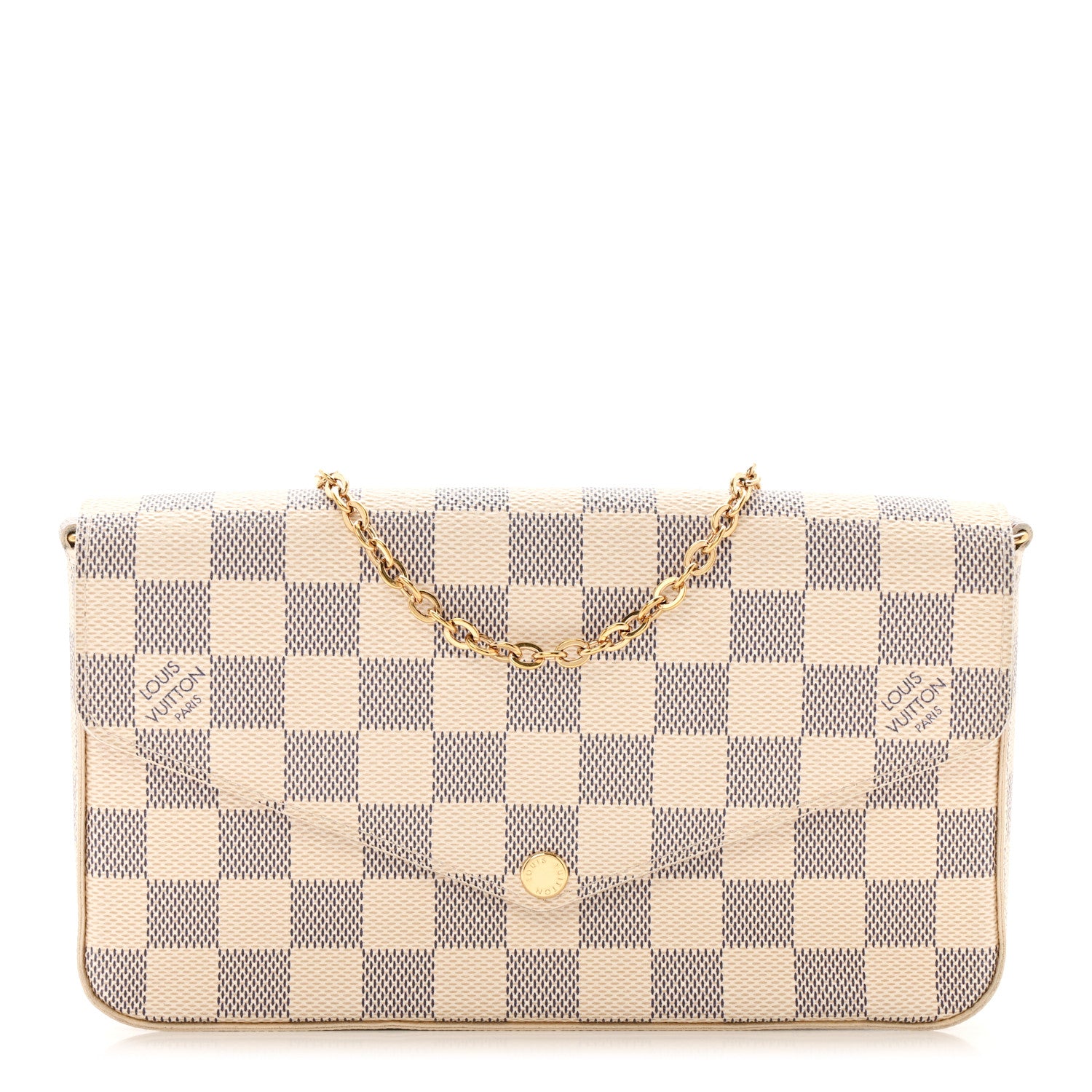 Louis Vuitton Damier Azur Pochette Felicie Chain Wallet Rose Ballerine 1 of 10