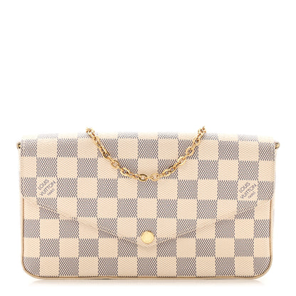 Louis Vuitton Damier Azur Pochette Felicie Chain Wallet Rose Ballerine 1 of 10