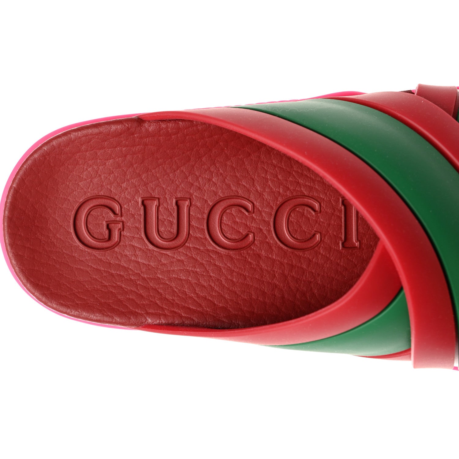 Gucci Rubber Web Womens Criss Cross Slide Sandals 35 Coral New Shamarock 6 of 9