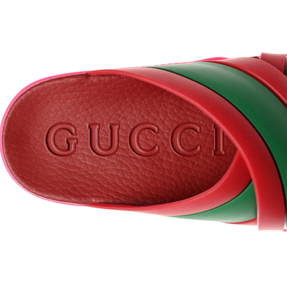 Gucci Rubber Web Womens Criss Cross Slide Sandals 35 Coral New Shamarock 6 of 9