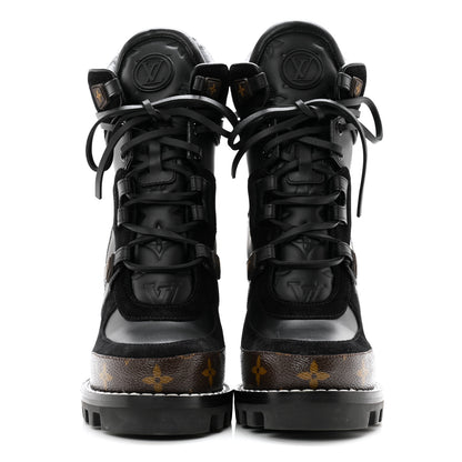 Louis Vuitton Suede Calfskin Monogram Star Trail Ankle Boots 37 Black 2 of 10