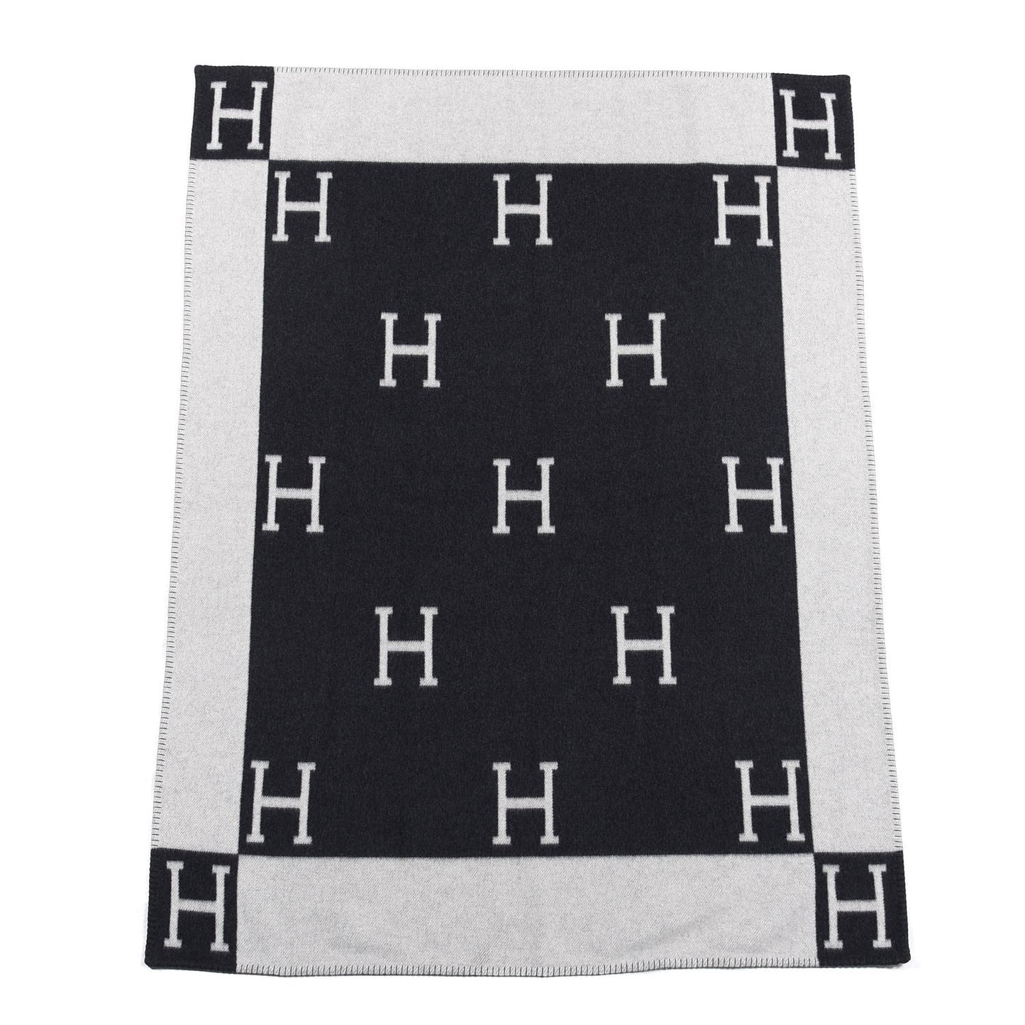 Wool Cashmere Avalon Blanket Ecru Gris Fonce