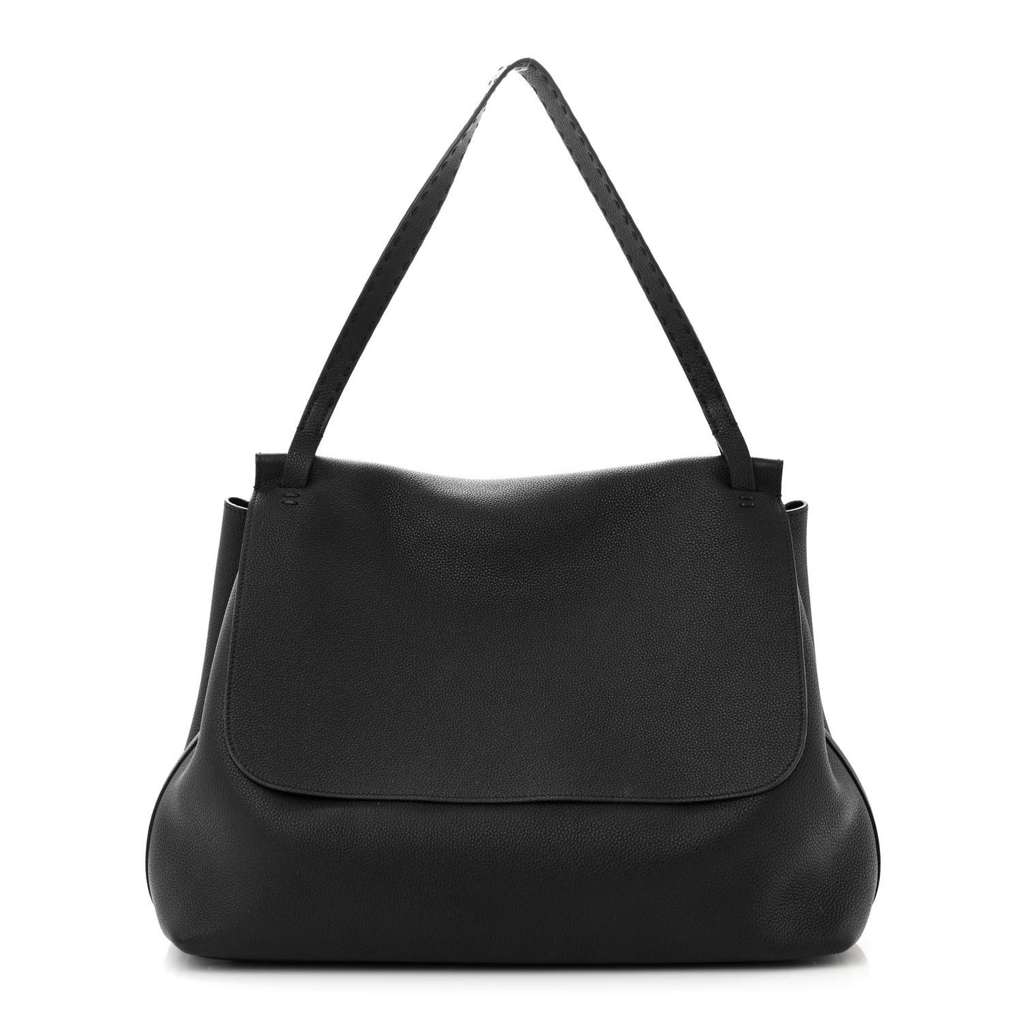 Grained Calfskin Top Handle 14 Bag Black