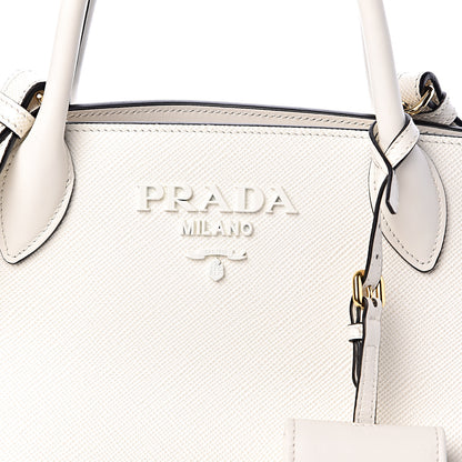 Prada Saffiano Cuir Calfskin Small Monochrome Top Handle Tote White 9 of 9