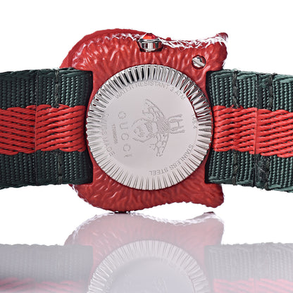Gucci Stainless Steel Nylon 32mm Le Marche Des Merveilles Tiger Quartz Watch Red 6 of 8