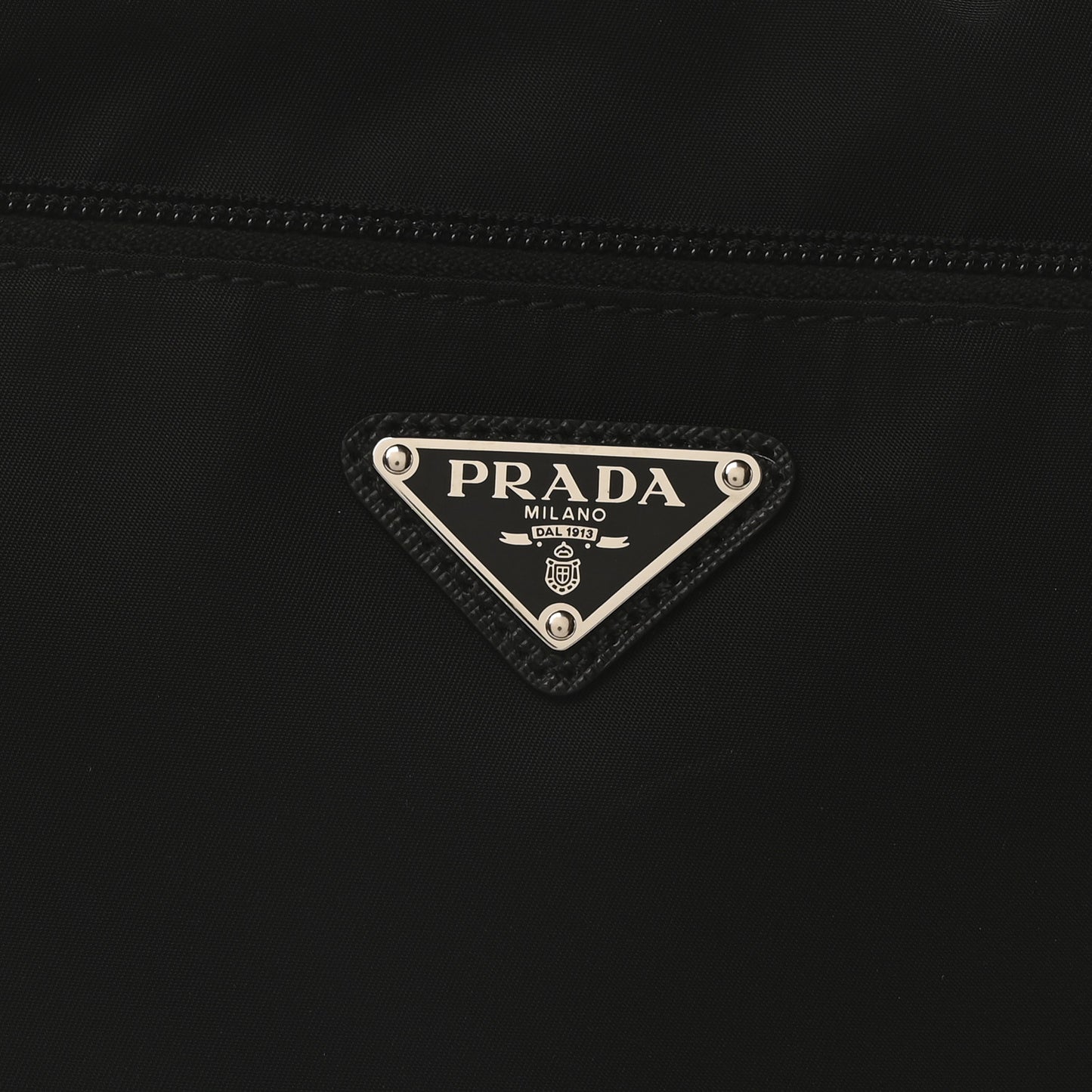 Re-Nylon Vela Saffiano Pocket Double Zip Messenger Bag Black
