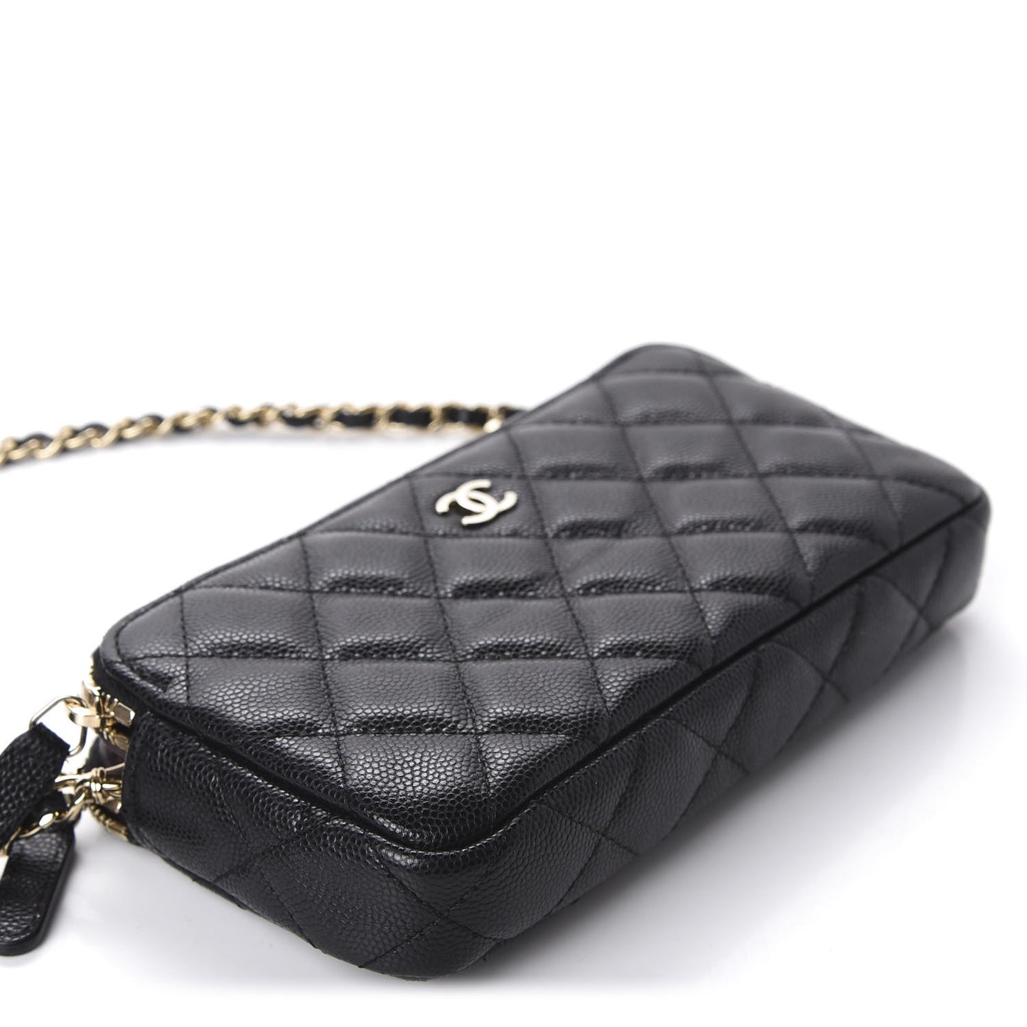 Caviar Quilted Small Clutch With Chain Black
