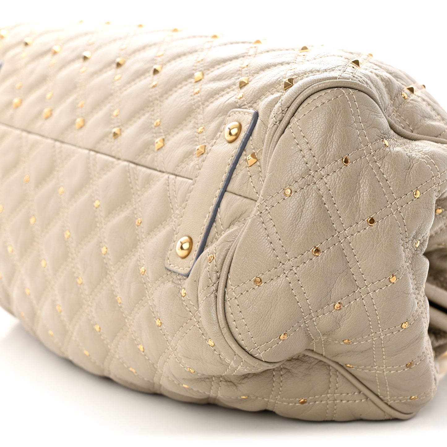 Calfskin Quilted Studded Stam Grey