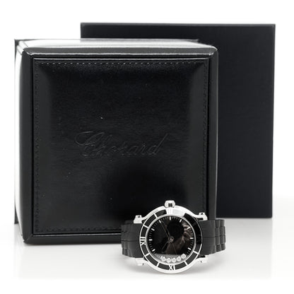 Chopard Stainless Steel Rubber 5 Diamond 36mm Happy Sport Quartz Watch Black 5 of 5