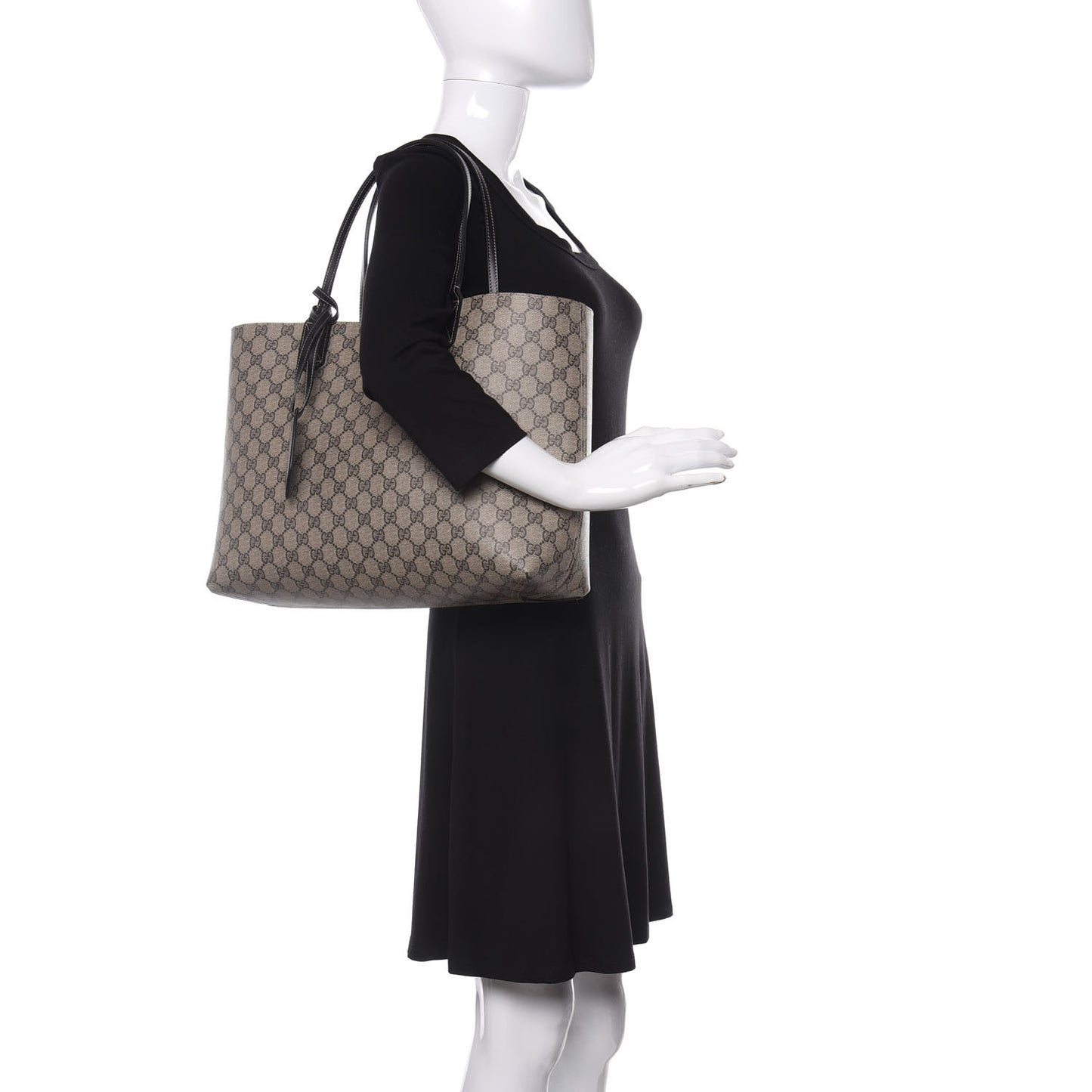 Calfskin GG Supreme Monogram Medium Reversible Tote Black
