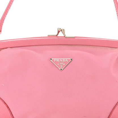 Prada Tessuto Nylon Saffiano Kisslock Shoulder Bag Rosa 8 of 17