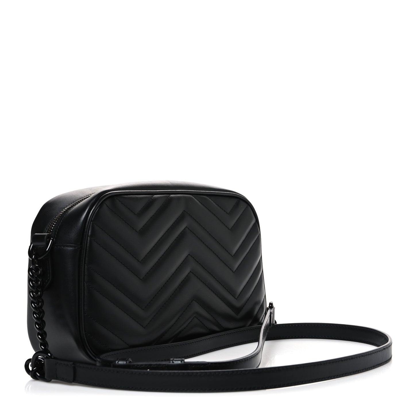 Calfskin Matelasse Monochrome Small GG Marmont Chain Shoulder Bag Black