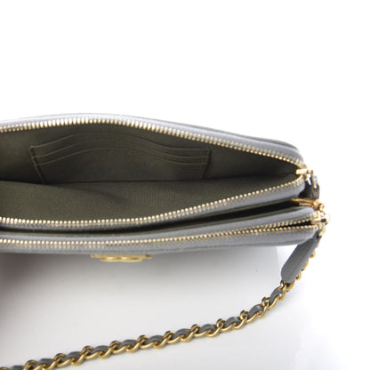Chanel Caviar Quilted Small Boy Clutch With Chain Grey 6 of 16