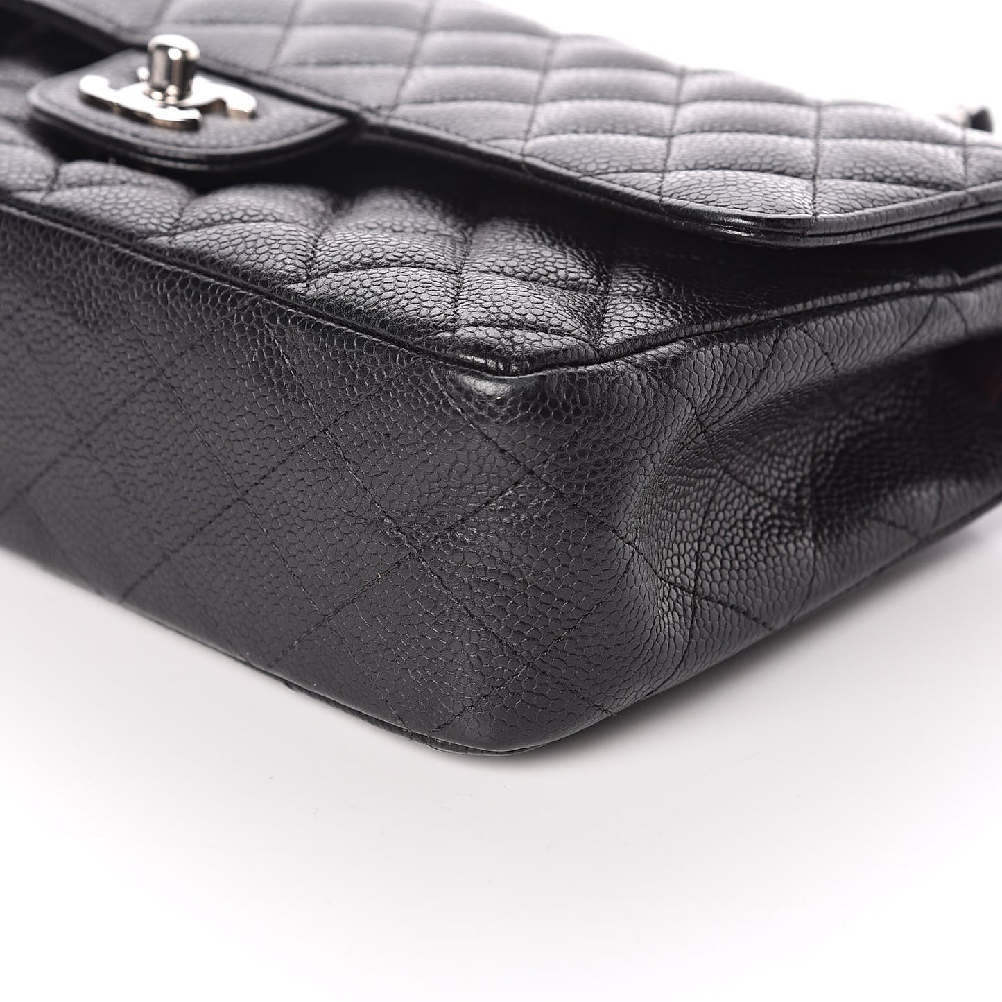 Caviar Quilted Medium Double Flap Black