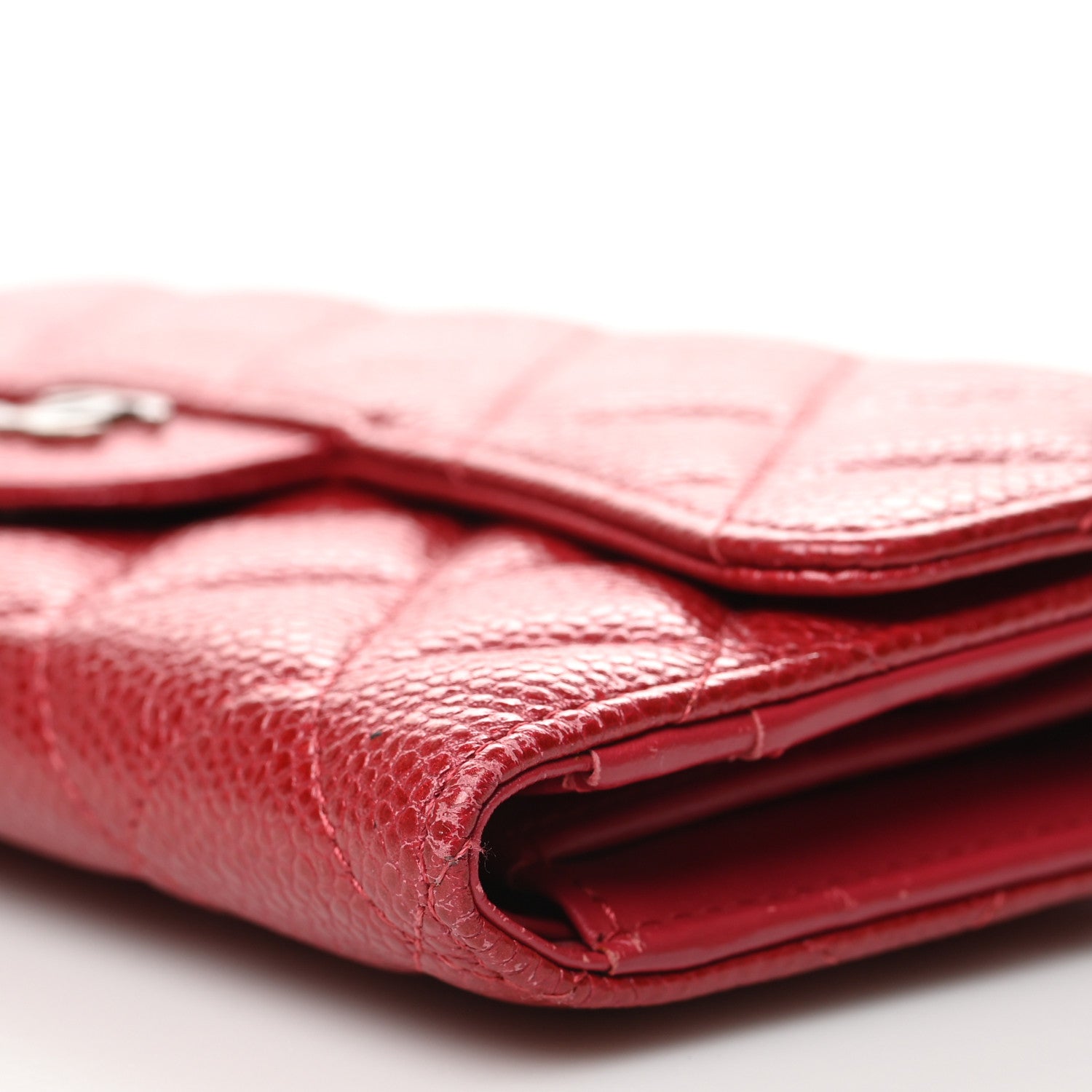 Chanel Metallic Caviar Quilted Large Flap Wallet Dark Pink 10 of 12