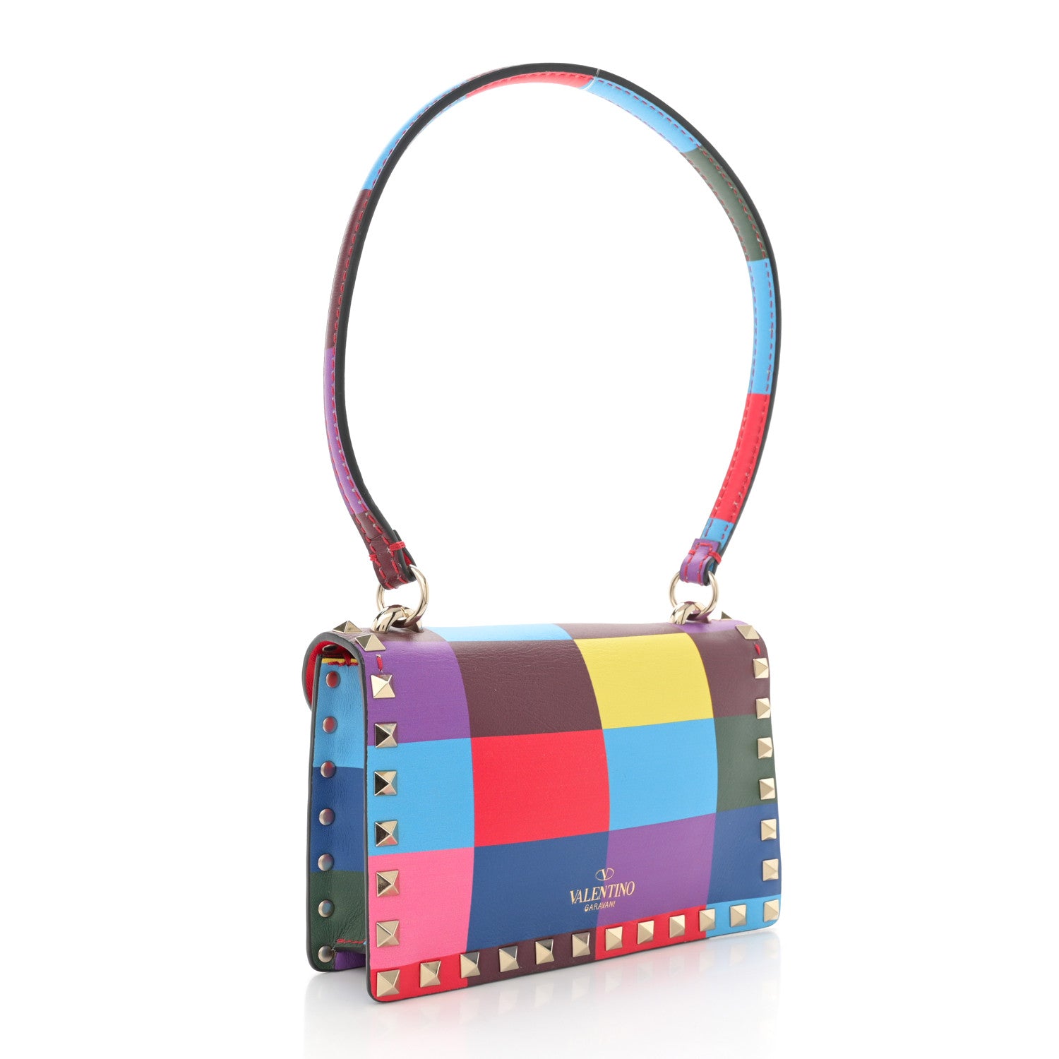 Valentino Garavani Vitello 1973 Rockstud Fliplock Clutch With Chain Multicolor 3 of 10