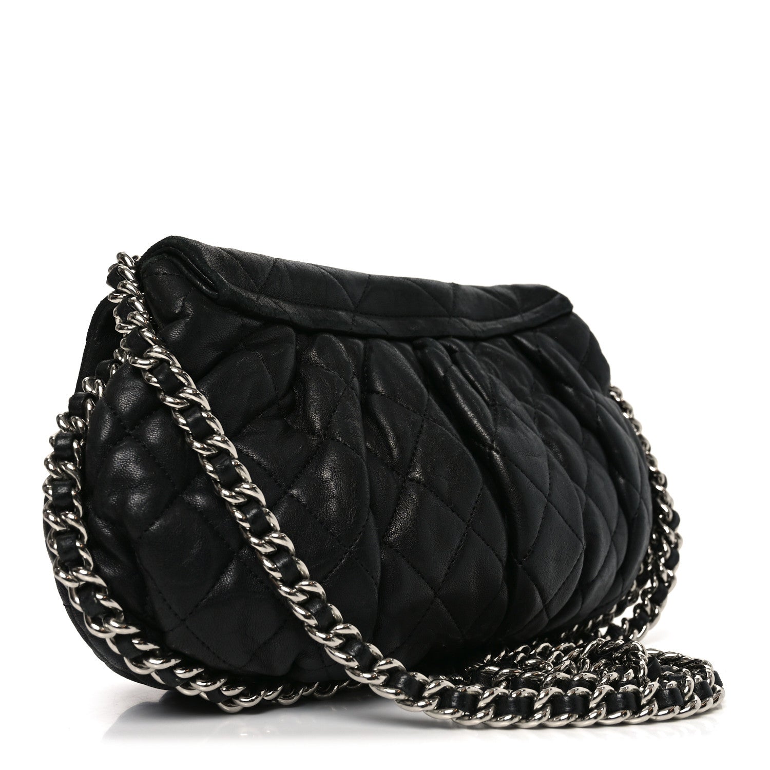 Chanel Washed Lambskin Quilted Medium Chain Around Messenger Black 3 of 11