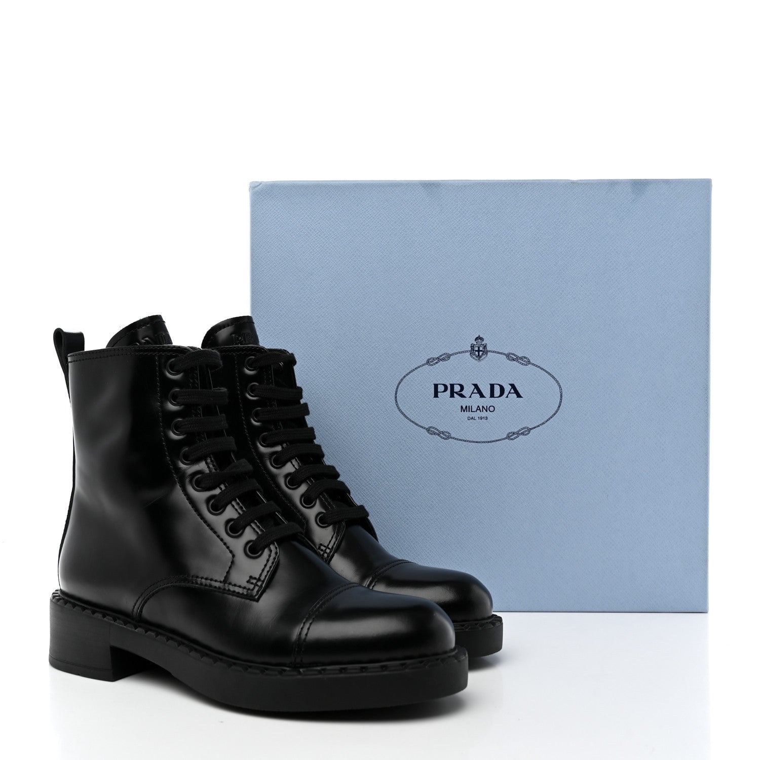 Prada Spazzolato Chocolate 50mm Combat Boots 36 Black 15 of 15