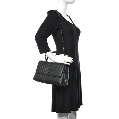Chanel Caviar Chevron Quilted Small Coco Handle Flap Black 2 of 11