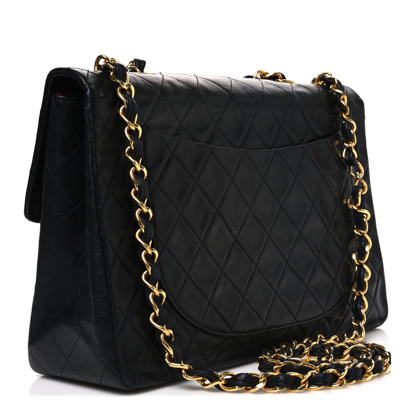 Lambskin Quilted XL Jumbo Single Flap Black