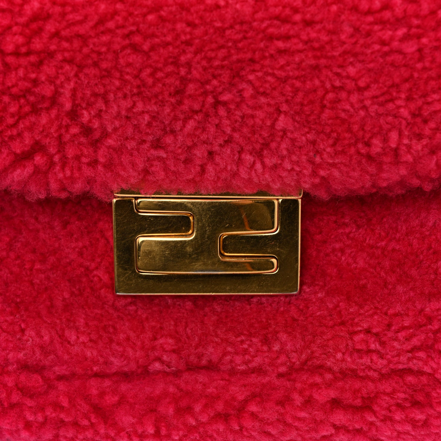 Fendi Shearling Nappa Mini Be Baguette Shoulder Bag Fuxia Black 21 of 25
