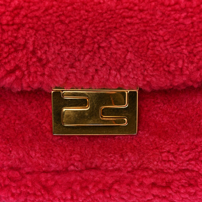 Fendi Shearling Nappa Mini Be Baguette Shoulder Bag Fuxia Black 21 of 25