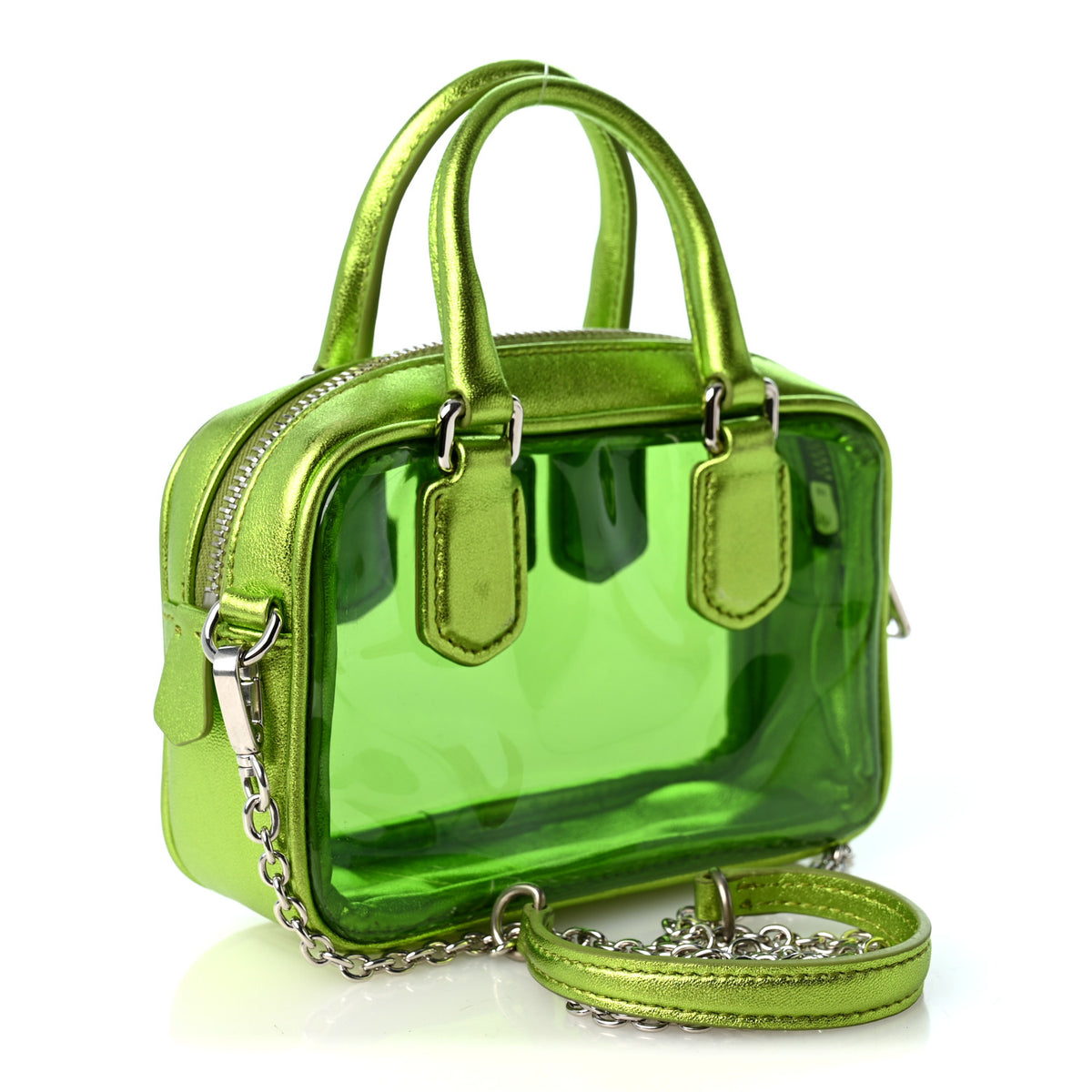 Metallic Nappa Plexi Vinyl Mini Top Handle Crossbody Felce Mordore
