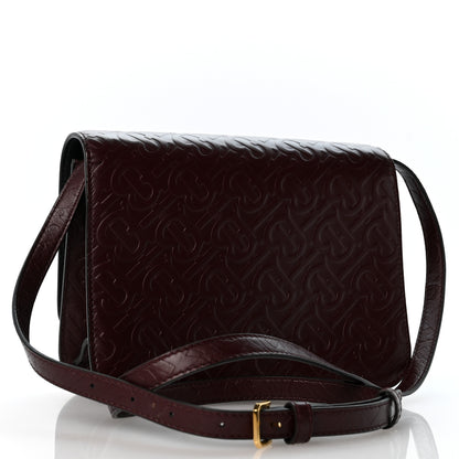 Burberry Calfskin Monogram Embossed TB Bag Oxblood 3 of 11